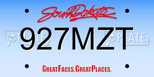 927MZT South Dakota License Plate