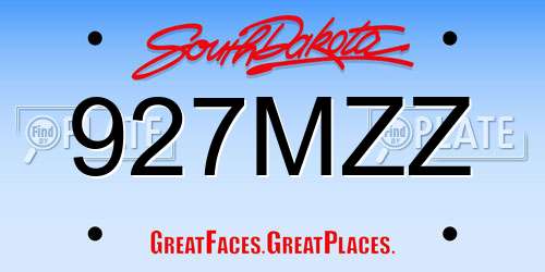 927MZZ South Dakota License Plate