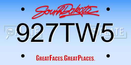 927TW5 South Dakota License Plate