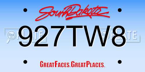 927TW8 South Dakota License Plate