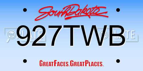 927TWB South Dakota License Plate