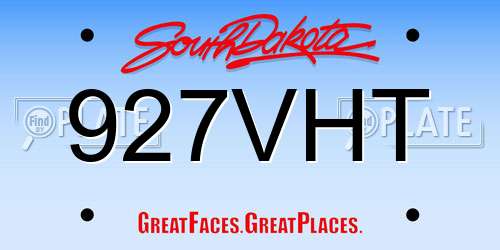 927VHT South Dakota License Plate