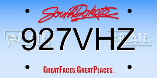 927VHZ South Dakota License Plate
