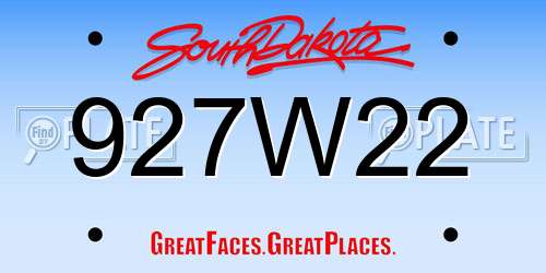 927W22 South Dakota License Plate