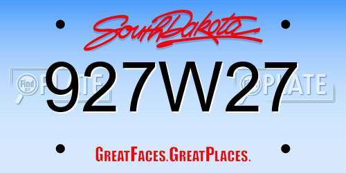 927W27 South Dakota License Plate