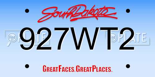 927WT2 South Dakota License Plate