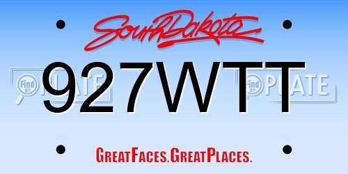 927WTT South Dakota License Plate