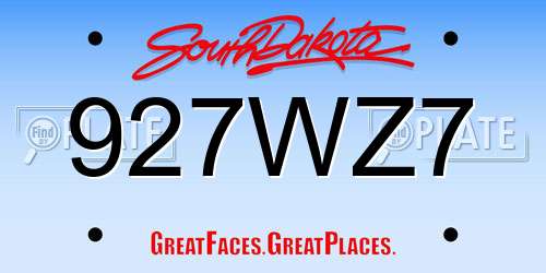 927WZ7 South Dakota License Plate