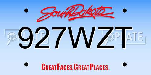 927WZT South Dakota License Plate