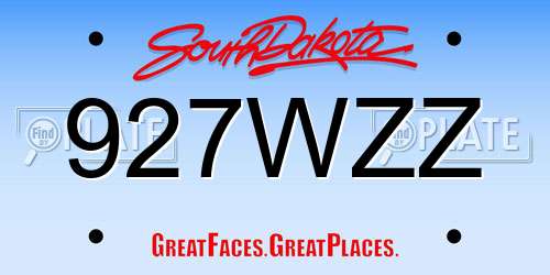 927WZZ South Dakota License Plate