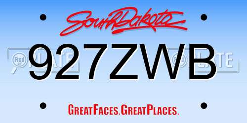 927ZWB South Dakota License Plate