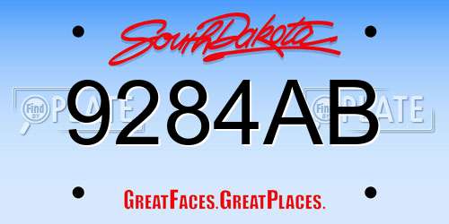 9284AB South Dakota License Plate