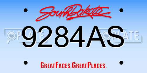 9284AS South Dakota License Plate