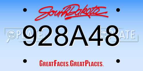 928A48 South Dakota License Plate