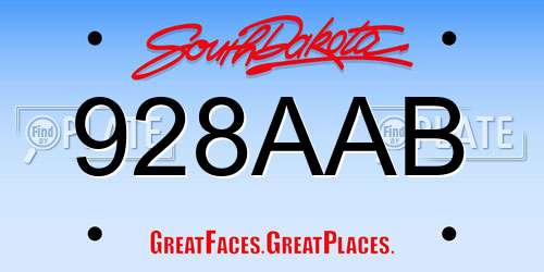 928AAB South Dakota License Plate