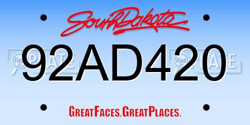 92AD420 South Dakota License Plate