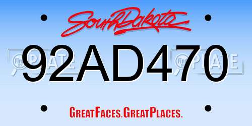 92AD470 South Dakota License Plate