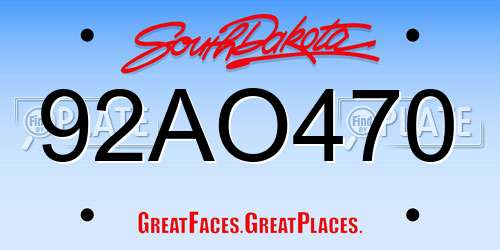 92AO470 South Dakota License Plate