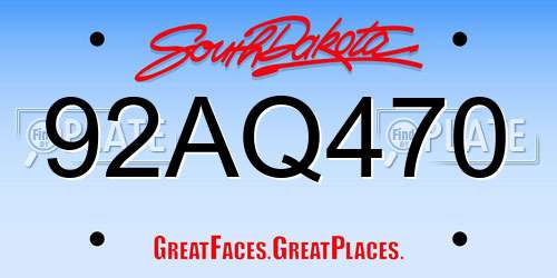 92AQ470 South Dakota License Plate