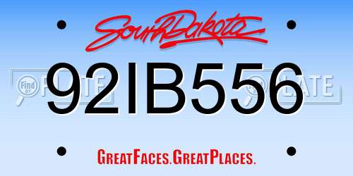 92IB556 South Dakota License Plate
