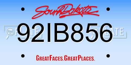 92IB856 South Dakota License Plate