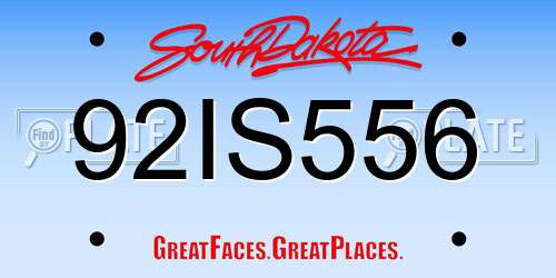 92IS556 South Dakota License Plate