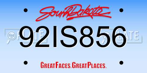 92IS856 South Dakota License Plate