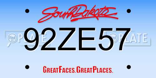 92ZE57 South Dakota License Plate