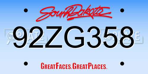 92ZG358 South Dakota License Plate