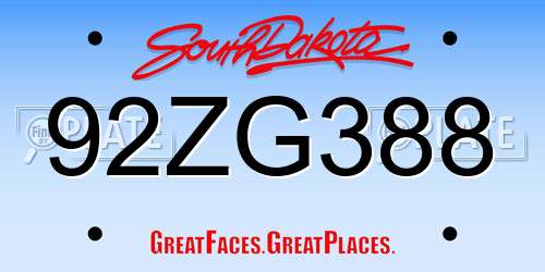 92ZG388 South Dakota License Plate