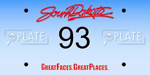 93 South Dakota License Plate