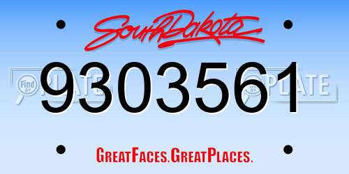 9303561 South Dakota License Plate