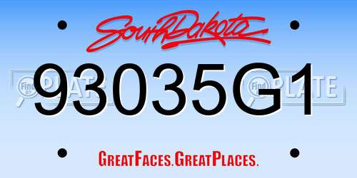93035G1 South Dakota License Plate