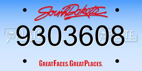 9303608 South Dakota License Plate