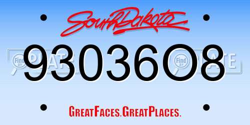 93036O8 South Dakota License Plate
