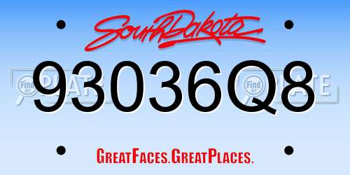93036Q8 South Dakota License Plate