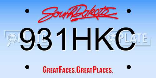 931HKC South Dakota License Plate