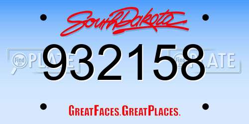 932158 South Dakota License Plate