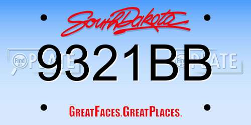 9321BB South Dakota License Plate