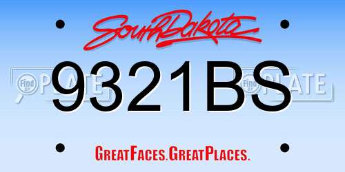 9321BS South Dakota License Plate