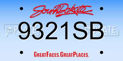 9321SB South Dakota License Plate