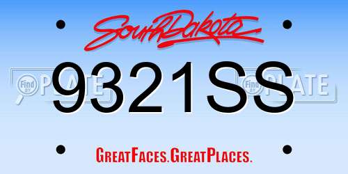 9321SS South Dakota License Plate
