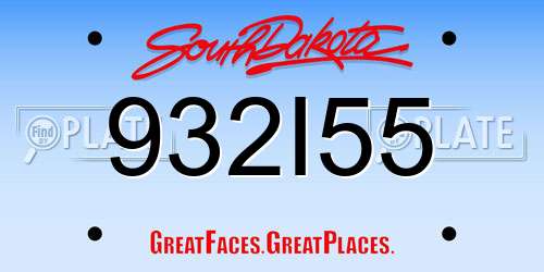 932I55 South Dakota License Plate