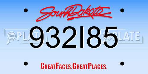 932I85 South Dakota License Plate