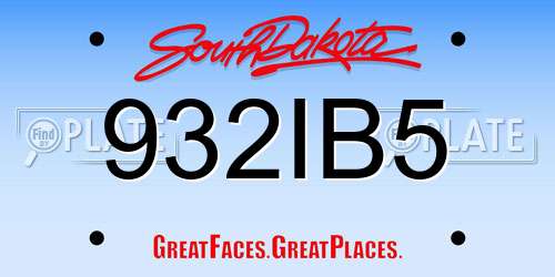 932IB5 South Dakota License Plate