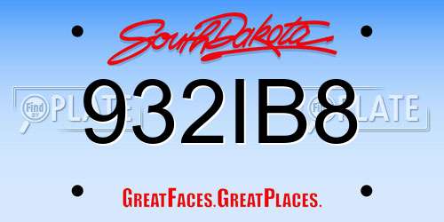 932IB8 South Dakota License Plate