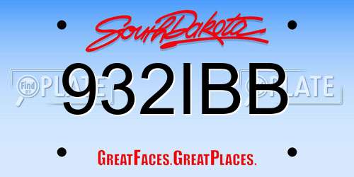 932IBB South Dakota License Plate