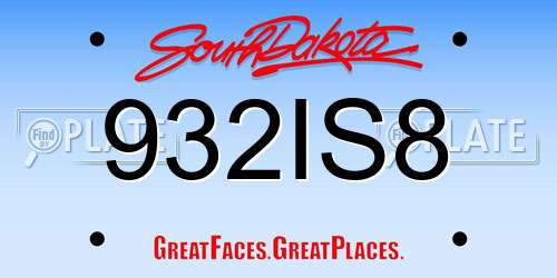 932IS8 South Dakota License Plate