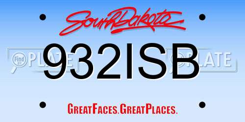 932ISB South Dakota License Plate