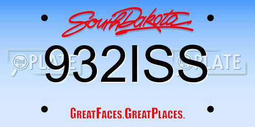 932ISS South Dakota License Plate